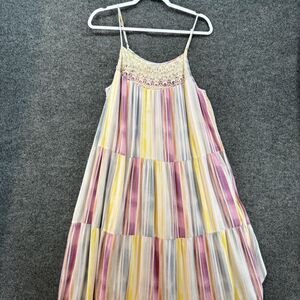 LC Lauren‎ Conrad Dress Womens XL Colorful Striped Tiered Cottagecore Boho Beach